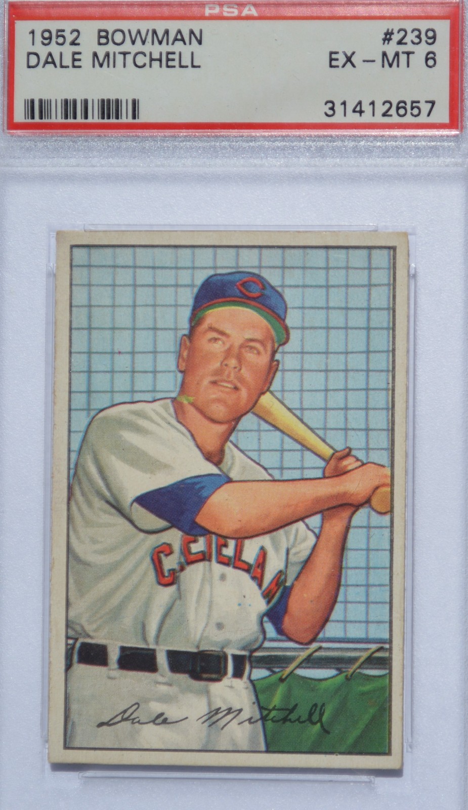 1952 Bowman - Dale Mitchell #239 - PSA 6 EX-MT