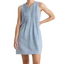 New Quince Women’s Organic Cotton Gauze Sleeveless Swing Dress Blue Small 400619