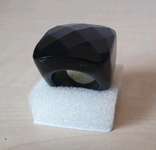 Black Unusual Diamond Cut Large Statement Vintage Resin Ring