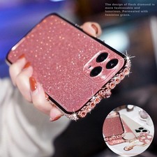 Custodia adesiva per iPhone 13 14 Pro Max 12 11 7 8 Diamond metallo bumper bling