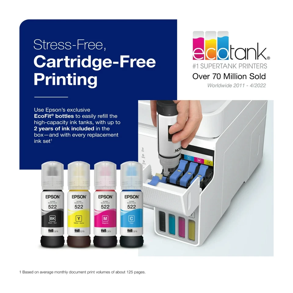 Epson EcoTank ET-4810 Wireless All-in-One Supertank Printer Copier Scanner Fax - Image 2 of 4