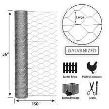 Garden Zone 183615 20 ga. Galvanized Steel Poultry Netting 36 H in. x 150 L ft.