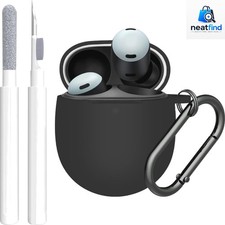 Google Pixel Buds 2A Case Cover Silicone Shockproof Black with Cleaner Kit ...