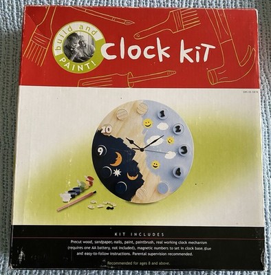 Kids Maxim Clock Making Kit Build It Paint It Complete Craft Kit NIB