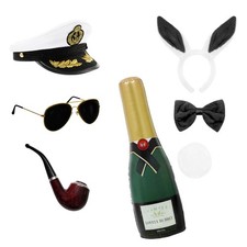 Bunny Manager Hugh Hefner + Bunny Costume Set Captain Hat Ears Pipe Bow Tie