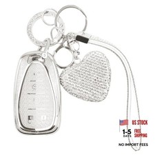 Compatible with Chevy Key Fob Cover,Keyfobs Covers with Bling Heart Silver