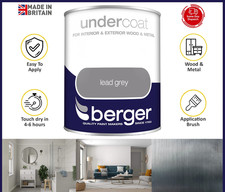 Berger Undercoat For Interior Exterior Wood Metal Paint White & Lead Grey 750ml