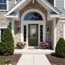 36x80in Exterior Fiberglass Front Entry Door with Frosted Glass Vinyl Frame