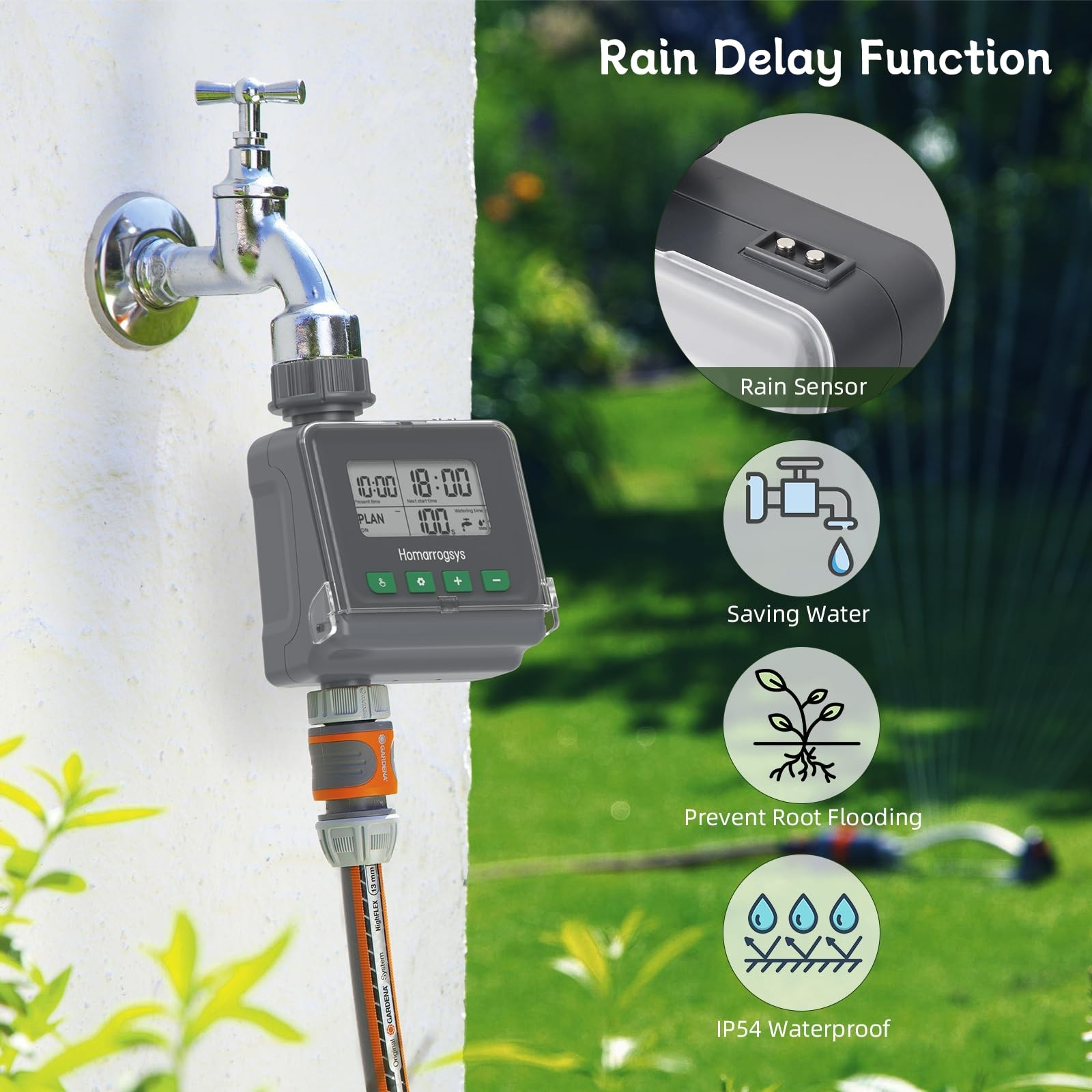 Hose Water Timer, Digital Irrigation Sprinkler Timer with Rain Delay/Manual W...