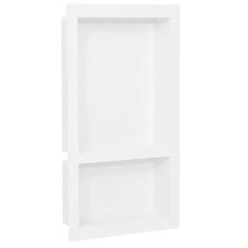 vidaXL Shower Niche 2 Compartments SMC White 16.1 x 27.2 x 3.5 in Bathroom Shelf