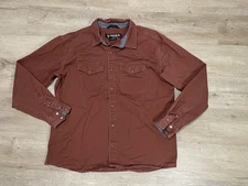 Hawx Work Gear Mens Sz S Rusty Red Shirt Long Sleeve Snap Buttons Workshirt