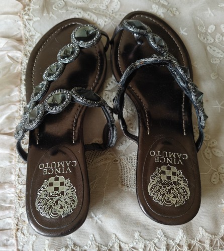 VINCE CAMUTO VC Malta Bronze Metallic Rhinestones Straps Womens Sandals 6 1/2 B - Picture 6 of 12
