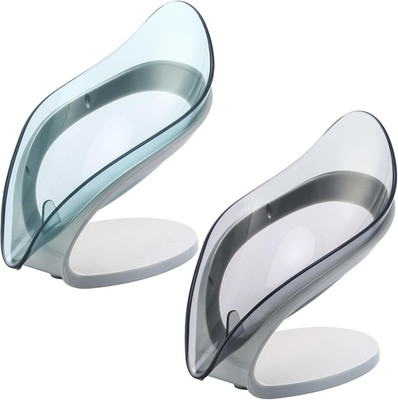H&W 2Pcs Self Draining Soap Holder,Suction Cup Soap Dish,Shower Soap Bar Holder,