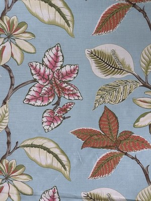 Thibaut Fabric 'LUCALA' 4 Yards AQUA Linen Blend - BISCAYNE