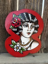 American Traditional Lost Love Lady Tattoo Flash Shop Sign Handmade