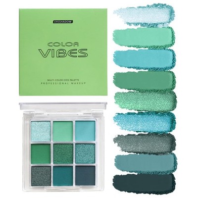 9 Colors Green Glitter Matte Eyeshadow 9 Palette 