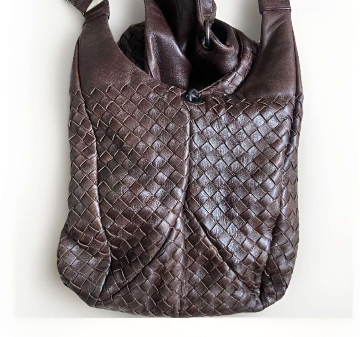 BOTTEGA VENETA Intrecciato Leather Hobo Bag Brown Shoulder Bag Auth thumbnail 8