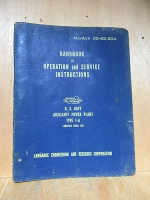 Lawrance Auxiliary Power Plant Model 30D Operation & Service Instruction Manual