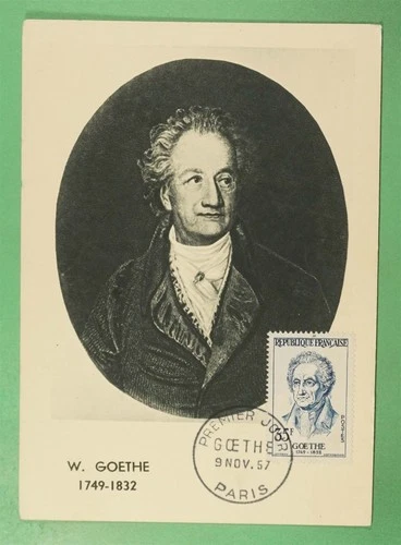 DR WHO 1957 FRANCE FDC GOETHE MAXIMUM CARD R48588