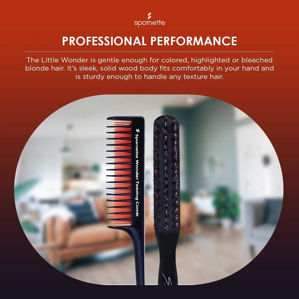 Spornette Teasing Brush & Comb Set - Little Wonder Boar & Tourmaline Nylon Br... - Image 4 of 4