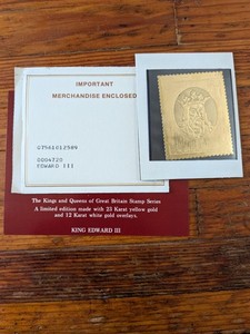 Kings And Queens Of Great Britain Gold Stamp King Edward The III