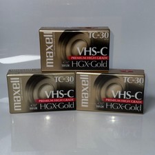Maxell HGX-Gold VHS-C TC-30 3 Pack Premium High Grade Camcorder Tapes