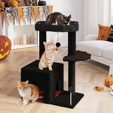 Gothic Cat Tree, Halloween Cat Tower with Scratching Post Condo Bat Platform ...