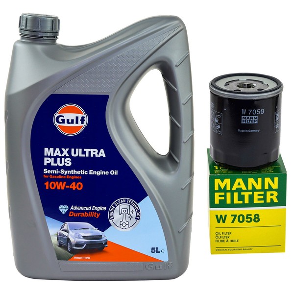 MotoröL Set Gulf Max Ultra Plus 10W-40 5 Liter + ÖLfilter FüR Citroen Peugeot-image