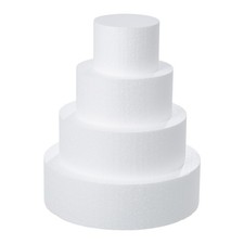 4 Tiers Round Foam Cake Dummies Set 4" 6" 8" 10" White Fake Cake Dummy 12 Inc...