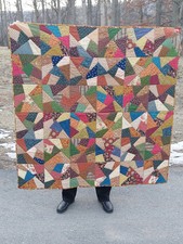Quilt Scrap Quilt Earth Tones Handmade 54 X 53.5 Inches