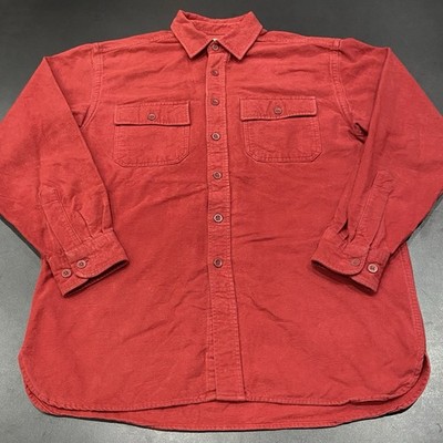 Vintage LL Bean Sämisch Stoff Hemd Herren Medium Rot Flanell Outdoor Arbeitskleidung USA