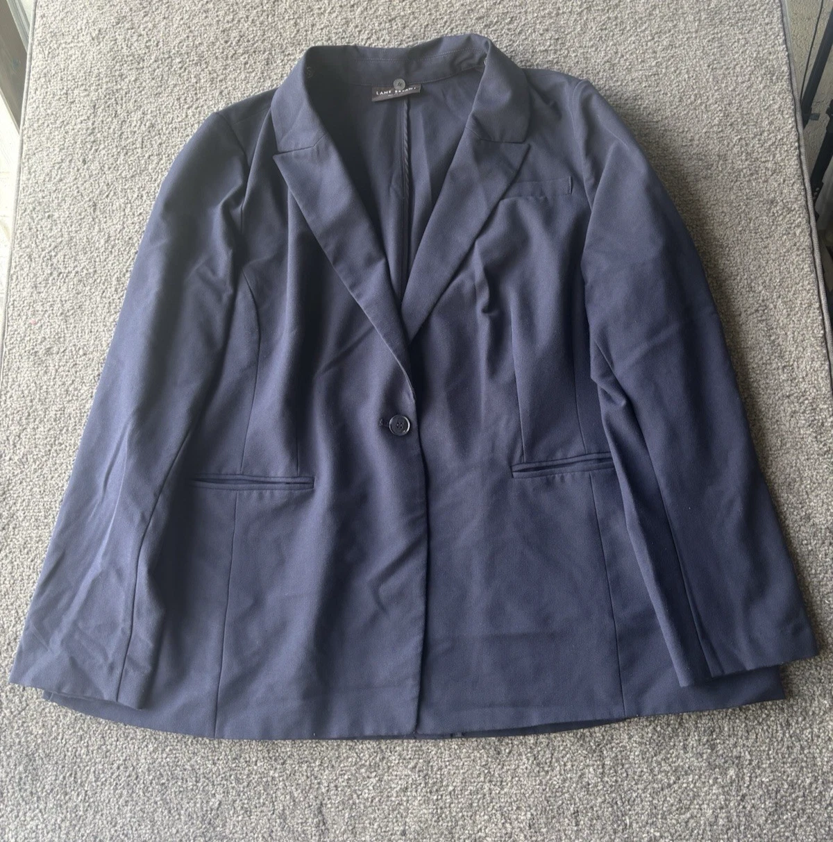 VETEMENTS Giacca blazer Lane Bryant blu navy un bottone intagliato risvolto tasche anteriori taglia 22