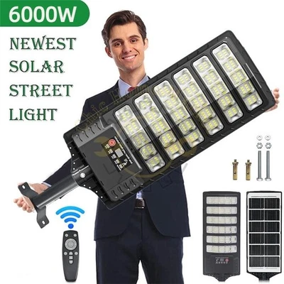 NOVA-TRENDSHOP 6000W Commercial Solar Street Lights LED Outdoor Dusk to Dawn Super Bright Lamp*