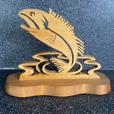 Angel Fish Sculpture Nautical Decor Wooden Handcrafted Beach Ocean Wood Vintage 