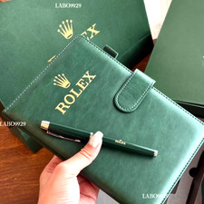ROLEX Green Gift Set Notebook Rollerball Folding Umbrella Luxury Gift Box
