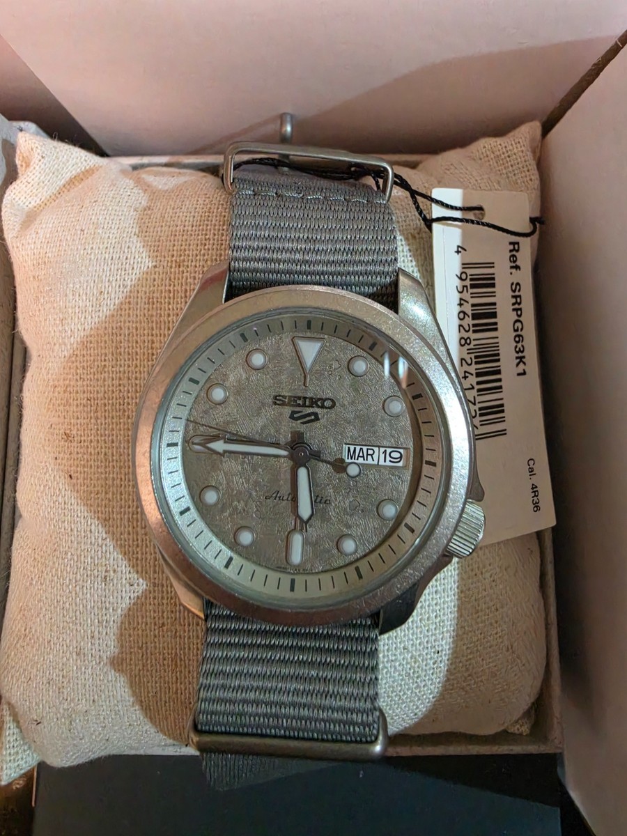 SEIKO 5 Sports SRPG63K1 Automatic Watch Gray Cement Dial Nylon SKX