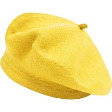 NWT yellow wool French beret hat