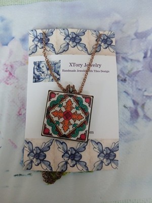 Xtory Kette mosaik Blumen farbig handgefertigt