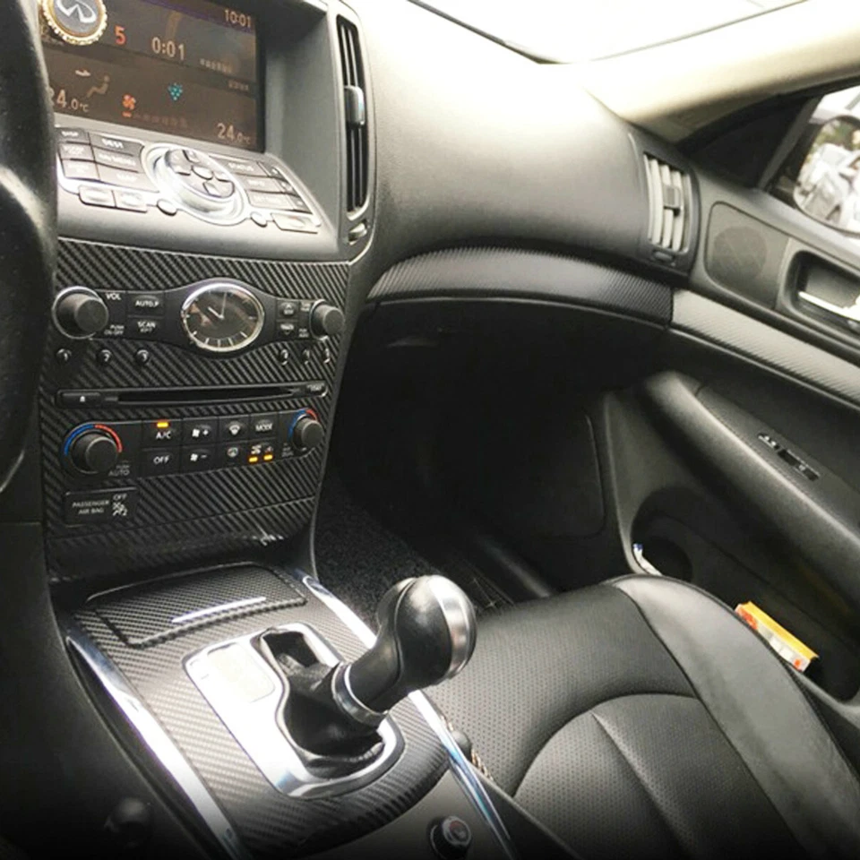 Calcomanías adhesivas moldeadas para consola central interior de fibra de carbono para Infiniti G37 G25 Foto 3 de 4
