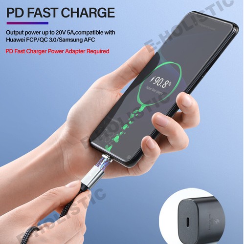 100W Magnetic USB C to Type C Charger Cable PD Fast Charge For iPhone 15 Pro Max - Picture 3 of 11