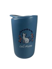 Cat Mom Blue Stoneware Travel Mug With Lid Se...
