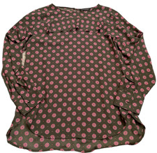 BANANA REPUBLIC Green Pink Ruffled Keyhole Lightweight Blouse Top Shirt womens M