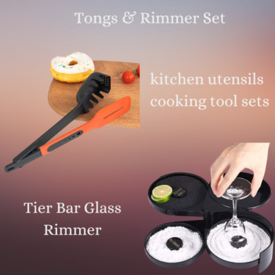 Glass Rimmer & kitchen utensils cooking tool sets Twin pack