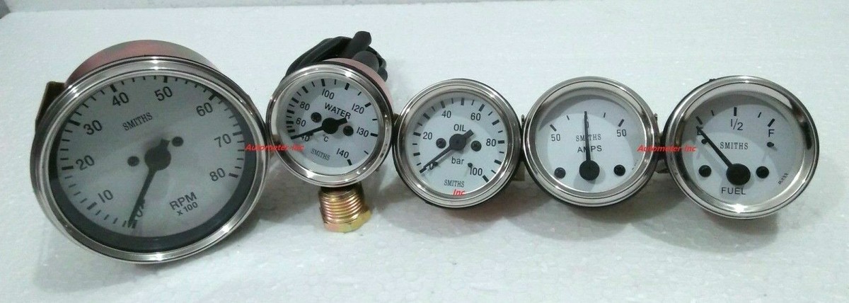 Kit Strumenti Replica Smiths Per Auto - 52mm Temperatura Olio Benzina Voltmetro + Tachimetro 85mm