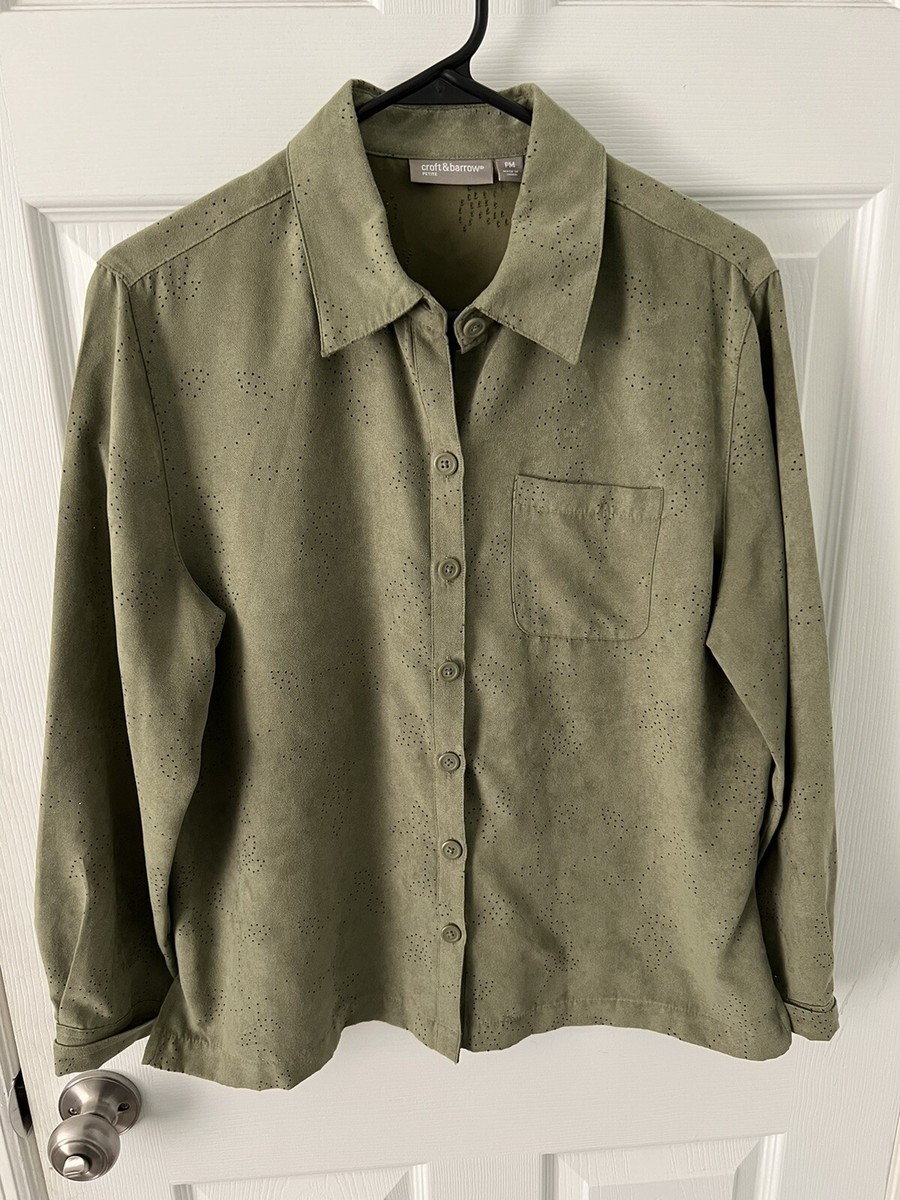 olive green dress shirt womens Long Sleeve Light Weight Corduroy Women's Single Pocket Shirt main image 0