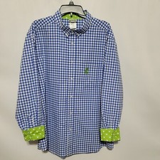Disney Parks Shirt Men's Blue White Check Size XL Long Sleeve Button Down Mickey