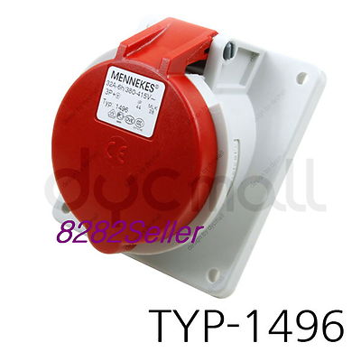 MENNEKES TYP 1496 NO.1496 [IP44 400V 32A 3P+E] Panel mounted receptacle socket