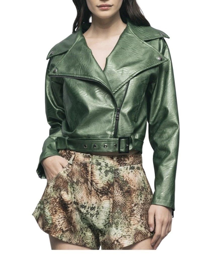 Giacca Giubbotto Pelle Verde Gaelle Paris eBay