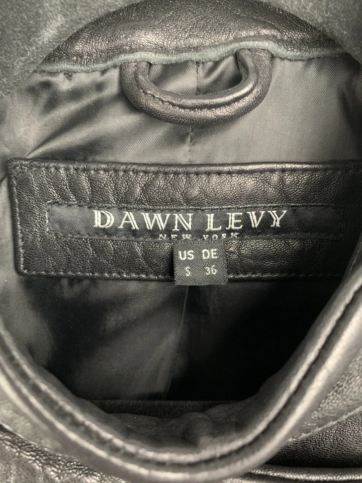 Chaqueta de Cuero Dawn Levy Moto Motociclista Negra Talla S Pequeña D728002N Nueva Foto 3 de 4