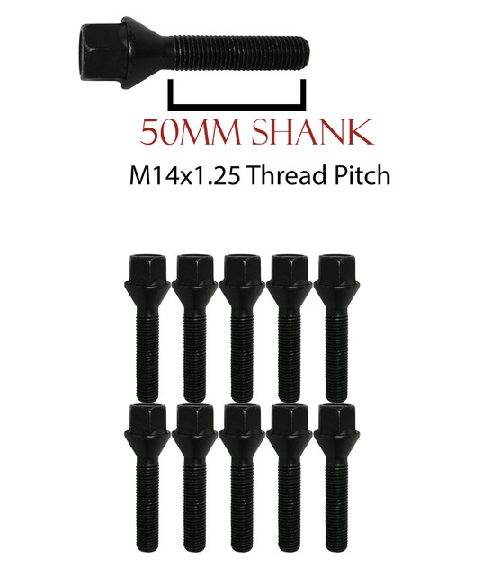 (10) 14x1.25 Black Zinc Coated Lug Bolts with a 50mm Shank eBay